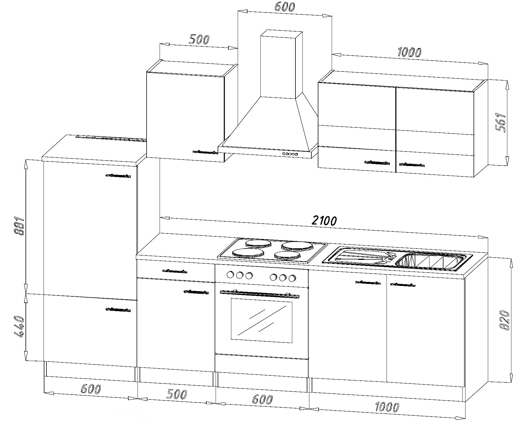 respekta Küchenzeile Merle KB270ESWC Weiß 270 cm Breite mit Elektrogeräten