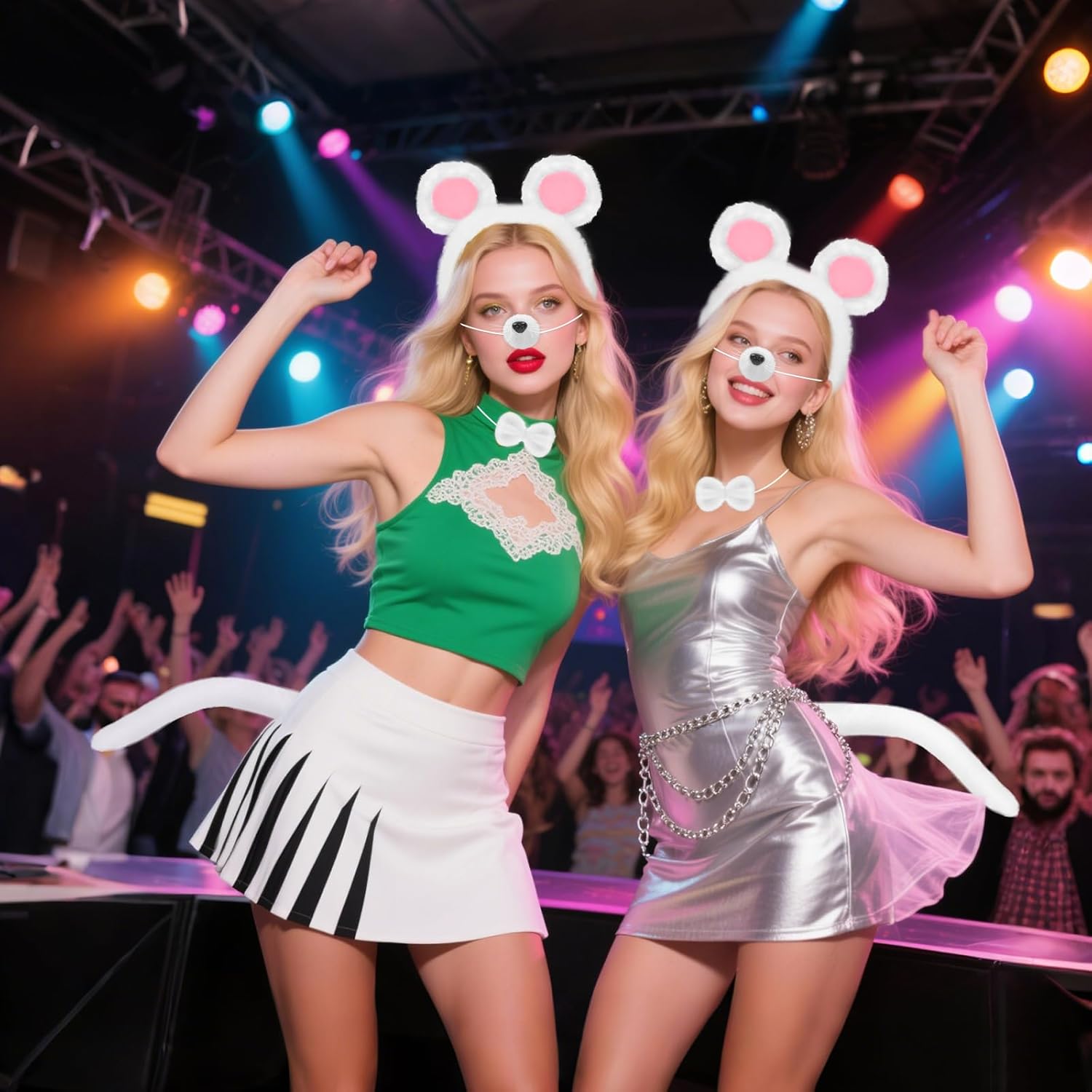 4 PCS Mouse Costume Set Rat Costume Mouse Ear Headband Tail Nose Bow Tie for Halloween Cosplay Animal Dress Up - Image 4