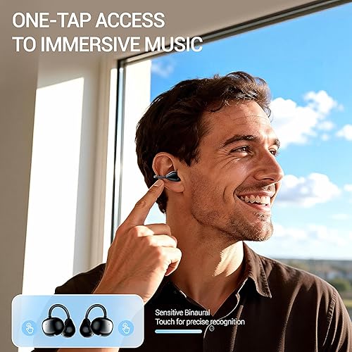 Miniatura 4 de Auriculares con clip de oreja abierta, inalámbrico, Bluetooth 6.0, estuche de carga de auriculares inalámbricos con clip de 80 horas de