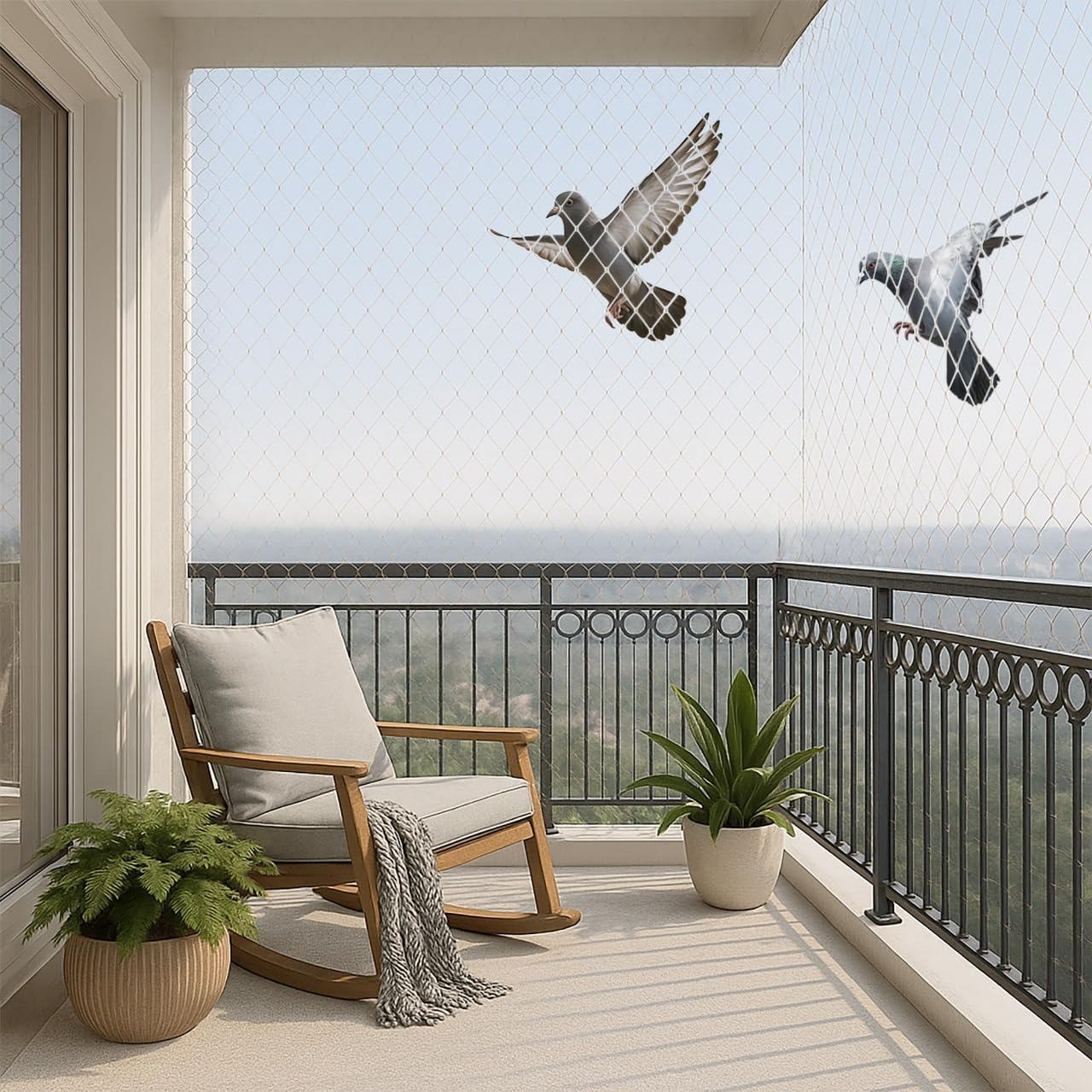 Pigeon Protection Net for Balconies, Windows & Terraces (White- 6 X 10 Feet) Heavy-Duty Bird Safety Net | Durable, Weatherproof Anti-Bird Mesh for Home-image-0