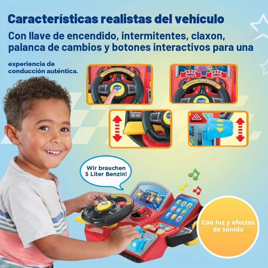 VTech Volante de Aprendizaje de Aventura – Volante Interactivo con Pantalla LCD a Color, 3 Modos de Juego, numerosos contenidos de Aprendizaje y 23 melodías – para niños de 3 a 7 años
