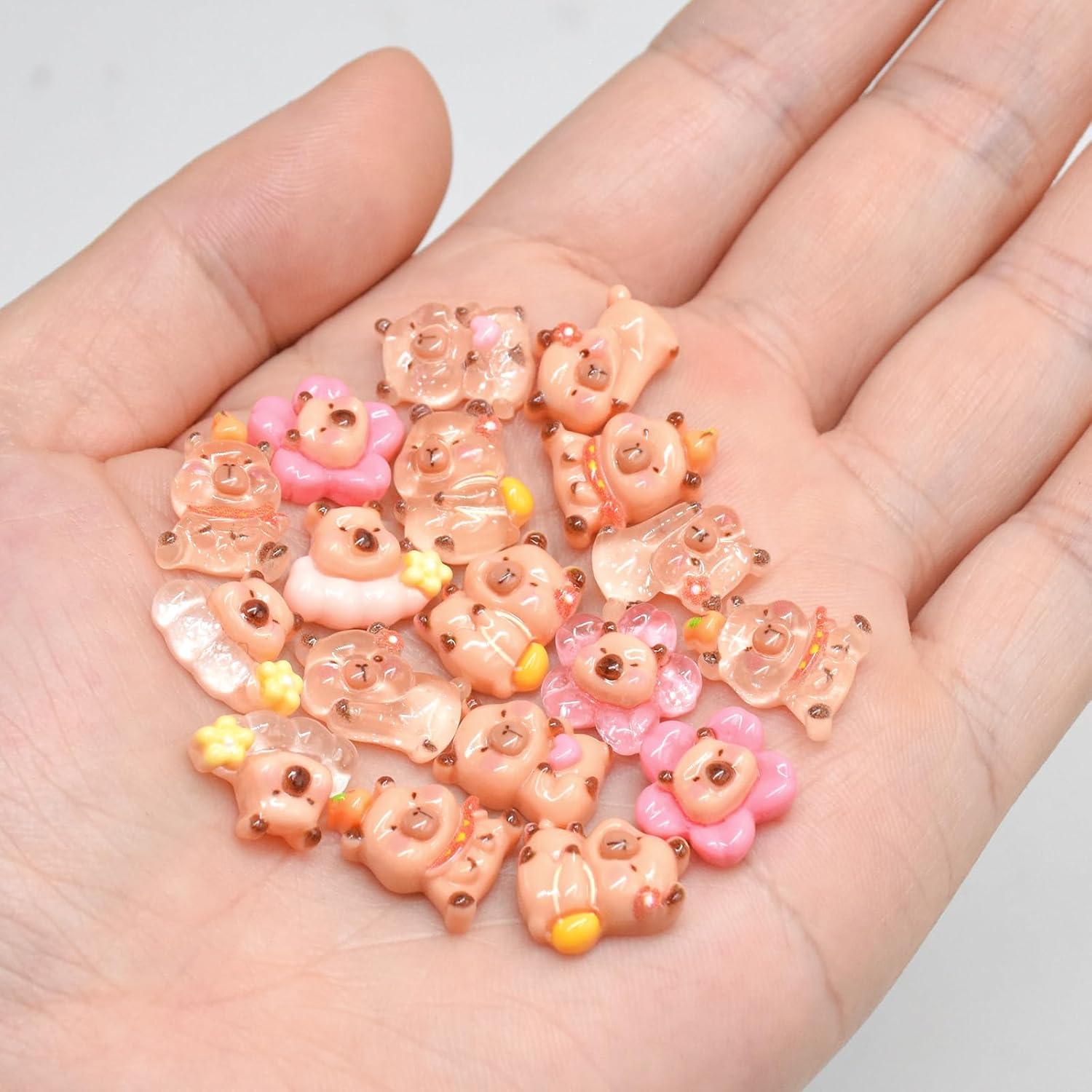 100 Pieces Tiny Flower Capybara for Dollhouse Miniatures Resin Animals for Crafts Mini Capybara for Fairy Garden Micro Landscaping Decoration
