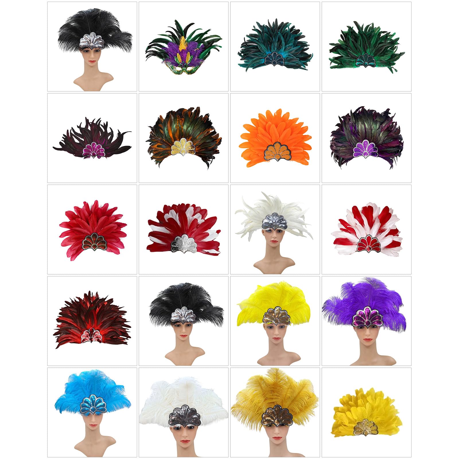 Bandeau à plumes pailletées pour femme avec bande élastique pour carnaval, fête, spectacles, réveillon spécial
