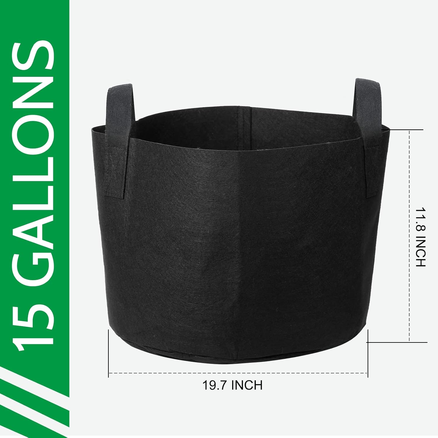 JERIA 12-Pack 15 Gallon, Vegetable/Flower/Plant Grow Bags, Aeration Fabric Pots with Handles (Black), Come with 12 Pcs Plant Labels - Image 2