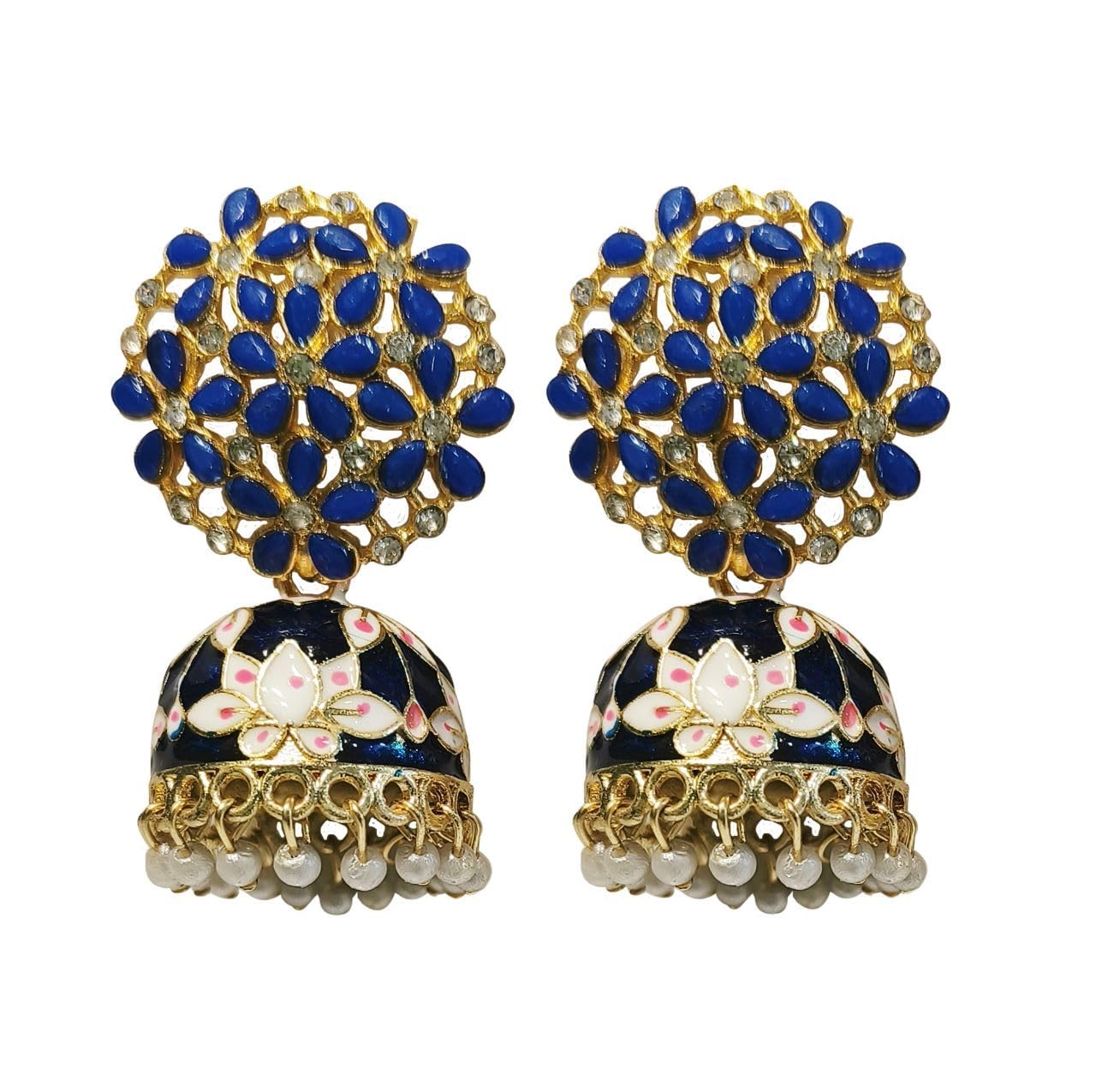 La Belleza Gold Plated Oxidised Traditional Handcrafted Jhumki Earring | Long Tassel Chandelier Drop Dangler Earring For Girls And Women In 4 Color (Blue) (B0BSGQ515T) Amazon Price History, Amazon Price Tracker