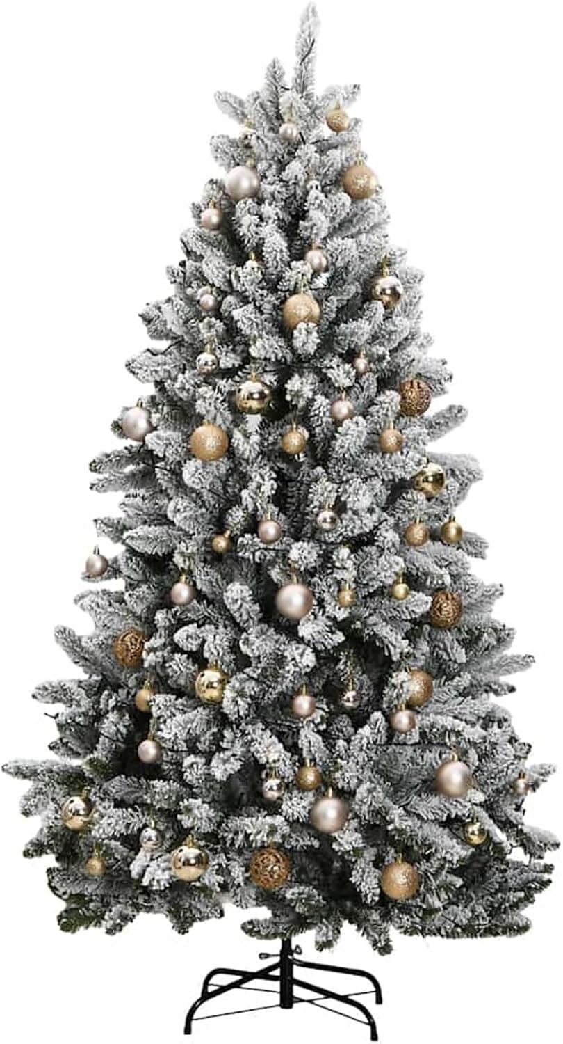Gecheer Artificial Hinged Christmas Tree 300 LEDs & Ball Set 210 cm Artificial Hinged Xmas Tree Artificial Fake Xmas Tree Artificial Holiday Xmas Tree Artificial Xmas Tree Hinged Xmas Tree Xmas Tree