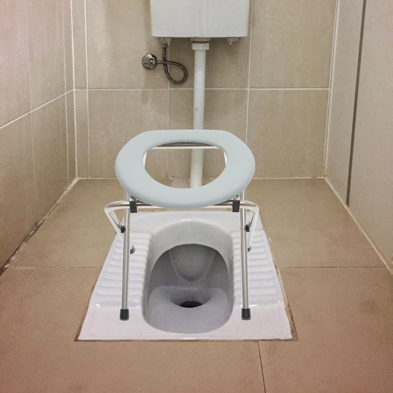 Silla De Baño Plegable Portátil Función De Orinal para Adultos, Adecuada para Uso En Viajes, Camping y Cuidado De Personas Mayores