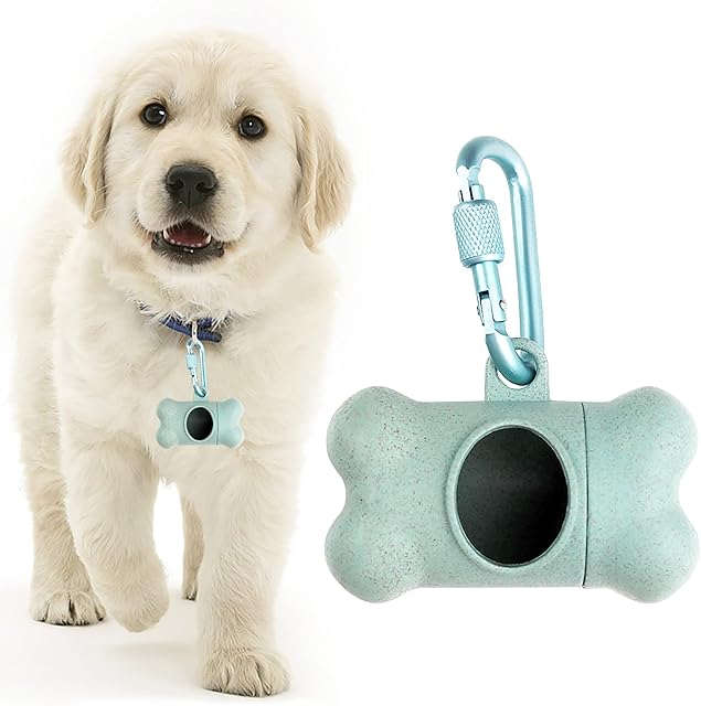 1Pcs Bone Shaped Dog Poo Bag Holder Doggy Poop Bag Dispenser Leak-Proof Key Chain Belt Collar Clip Dog Poo Pickup Bags Organizer Pet Supplies Dogs(Green, No Poo Bags)