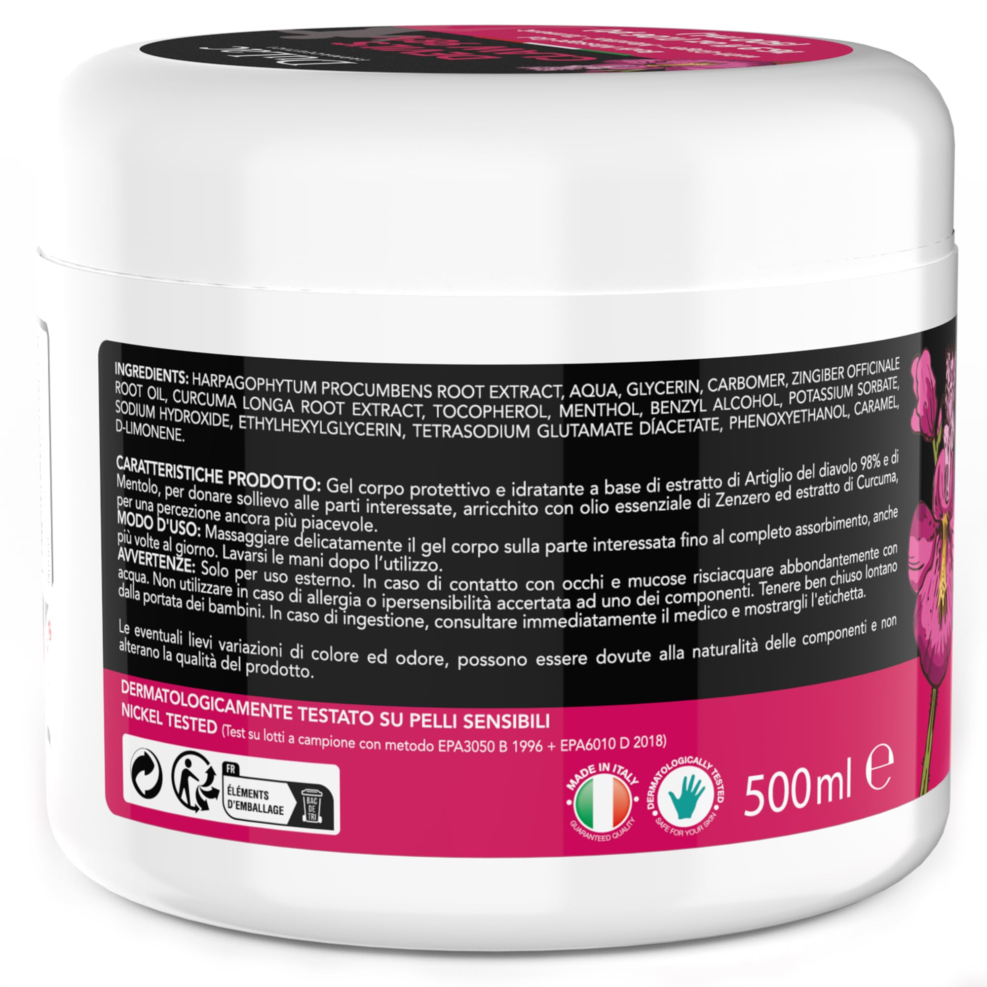 Dulac – Artiglio del Diavolo 98%, 500 ml, Gel per Massaggio Muscolare e Articolare, Effetto Rinfrescante, Artiglio del Diavolo Extra Forte, con Zenzero, Mentolo e Curcuma, Made in Italy
