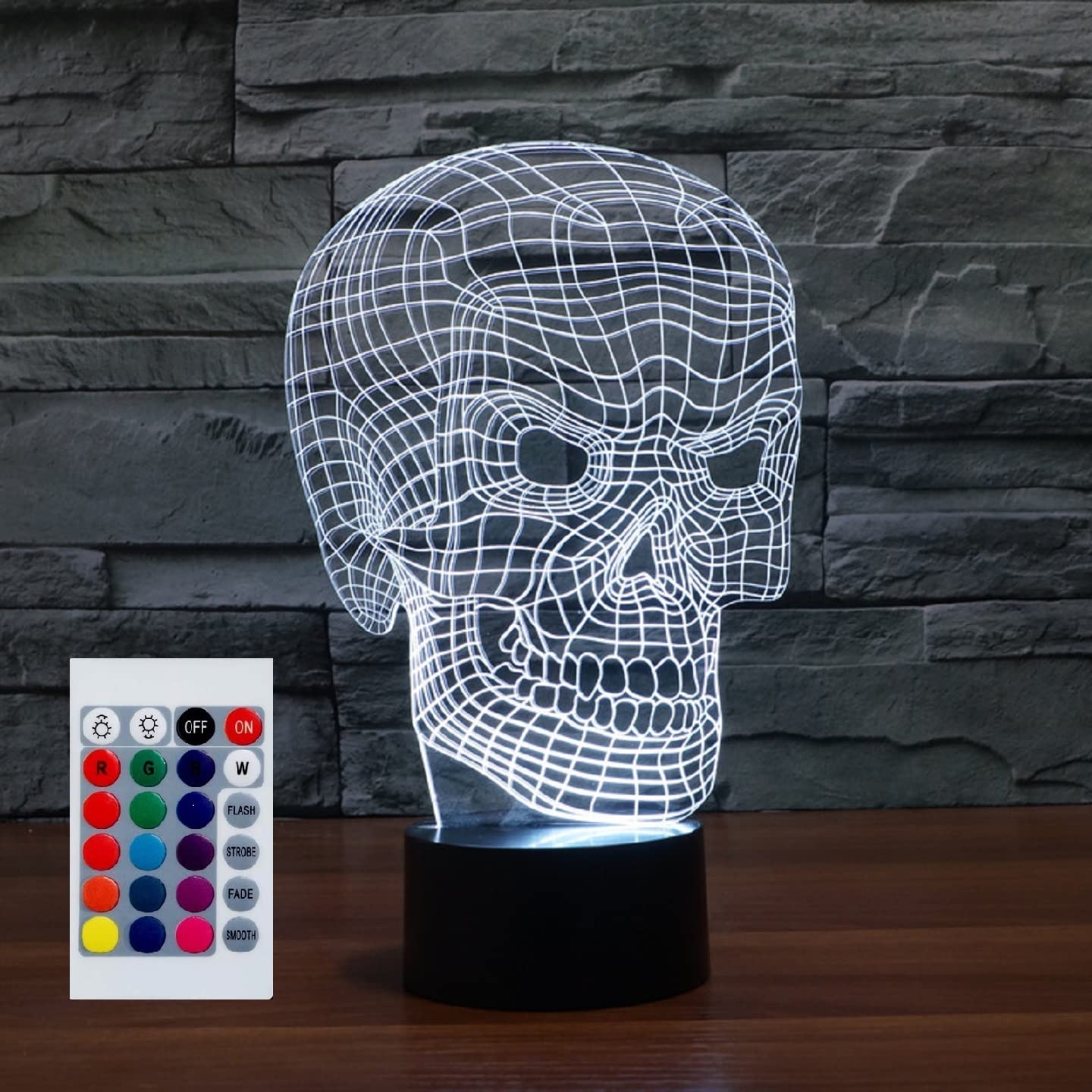 Superhongjihao Colorful Night Light For Kids 3D Skull Led Lamp With Remote Control 16 Color Changing Xmas Birthday Gift For Child
