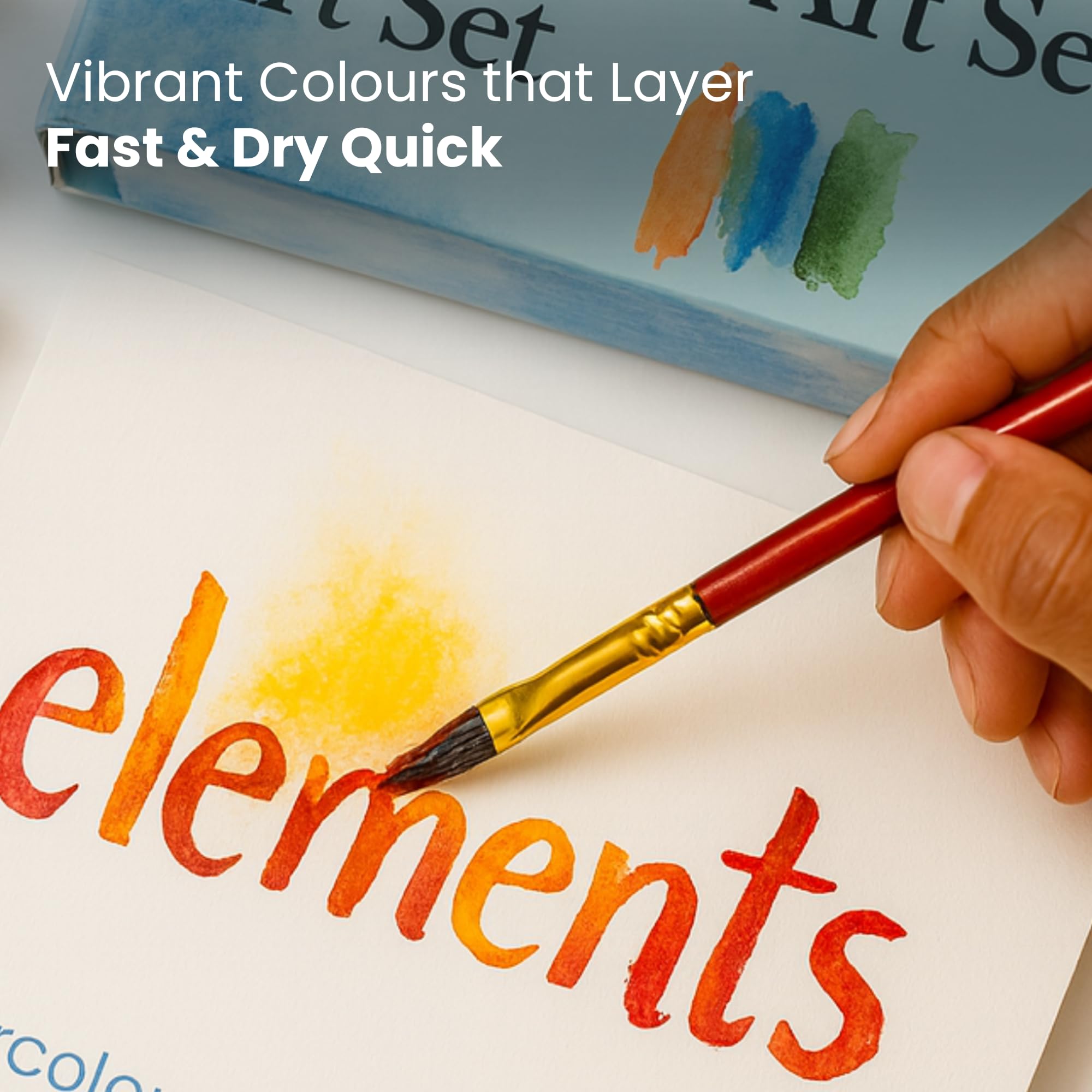 Elements Aquarellfarben-Set – 42 Premium-Aquarellfarben ganze Pfannen – handgegossene cremige Farbpfannen perfekt für Künstler, Anfänger, Studenten oder Hobbyisten mit 1 vielseitigem Wasserpinsel