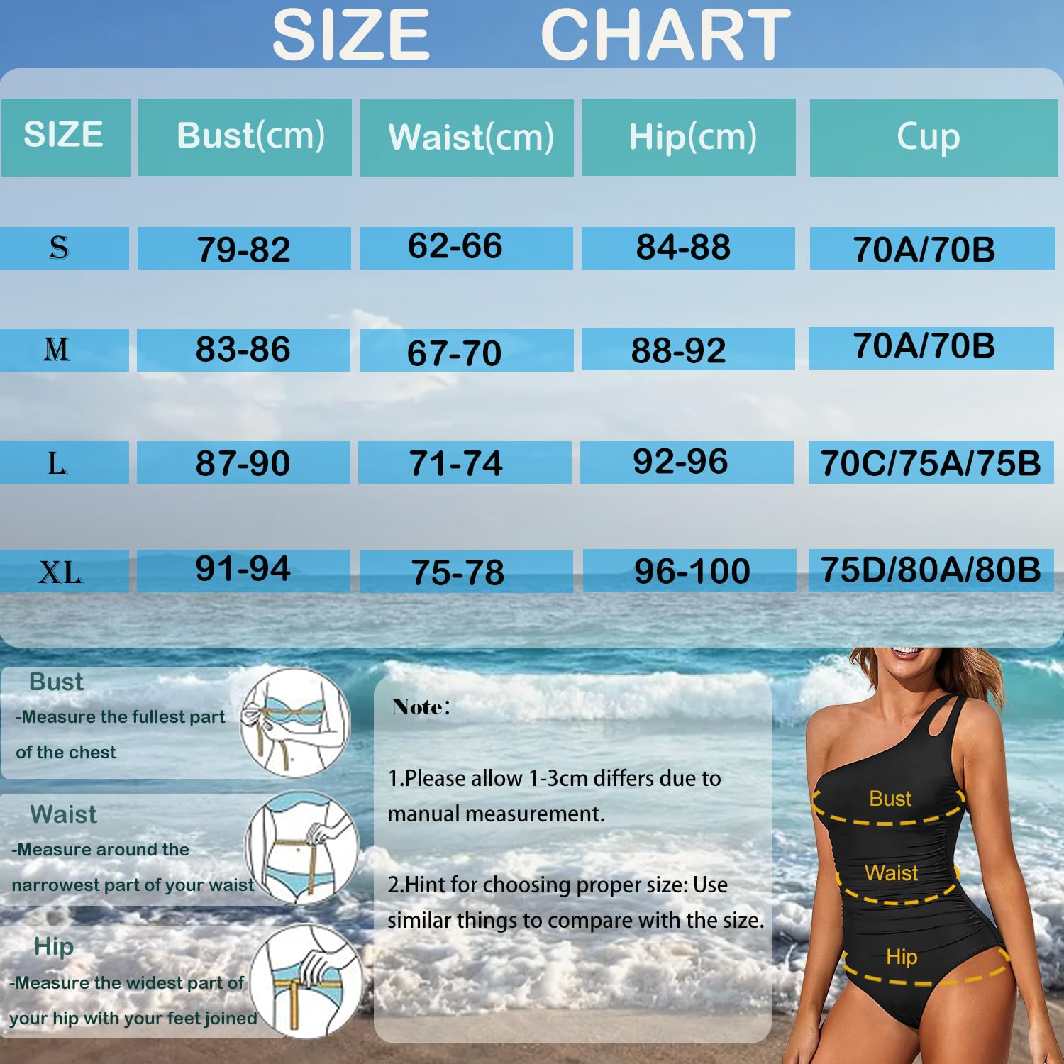 USUN Trajes de Baño De Una Pieza para Mujer Alta Cuello en V Control de Barriga Fruncido Bañador Reductores Barriga Monokinis Cintura Vintage Push Up Sexy Slim Fit Cintura Alta Bikini