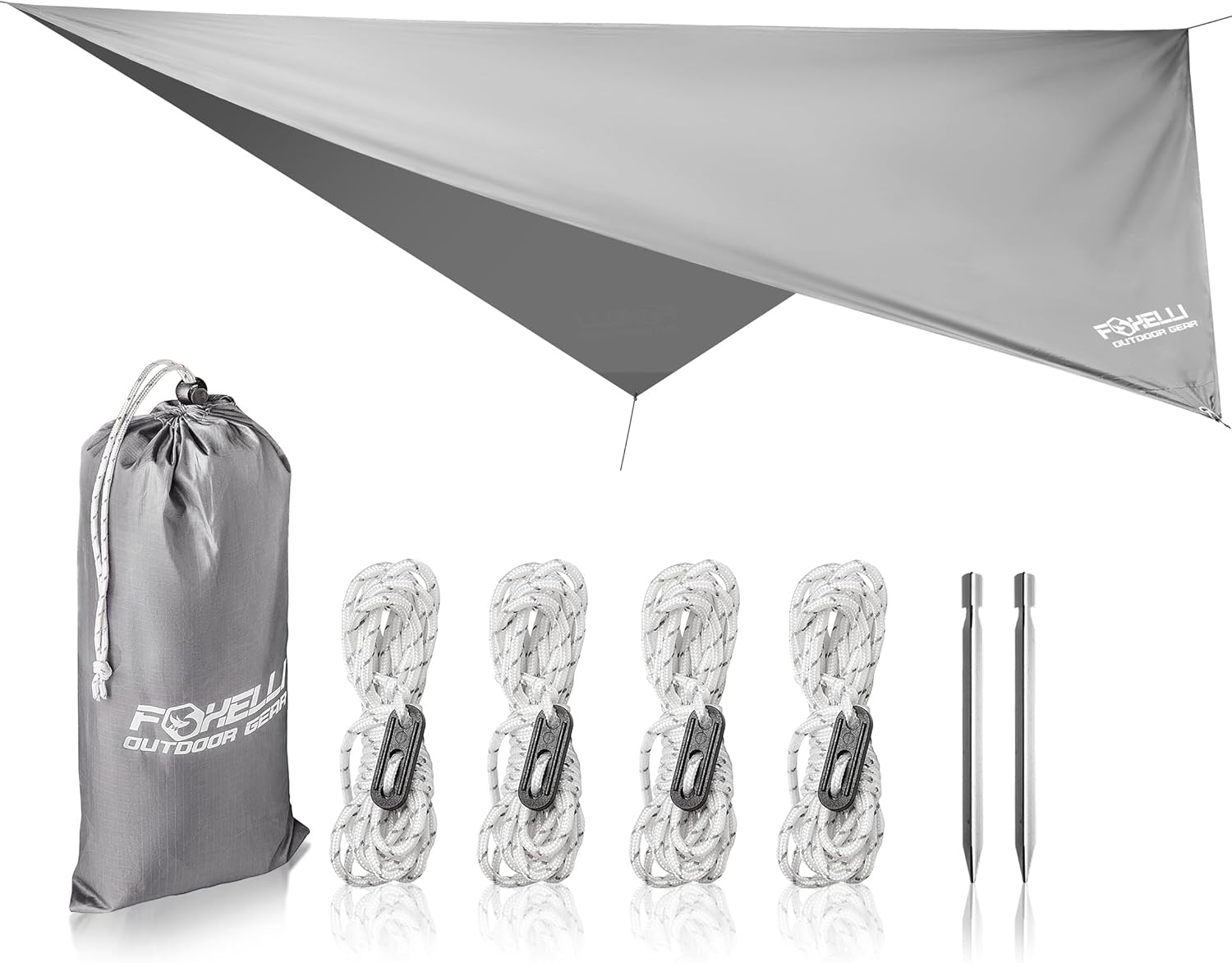 Foxelli Waterproof Hammock Rain Fly & Tent Tarp – Easy Setup Foxelli Waterproof Hammock Rain Fly & Tent Tarp – Easy Setup