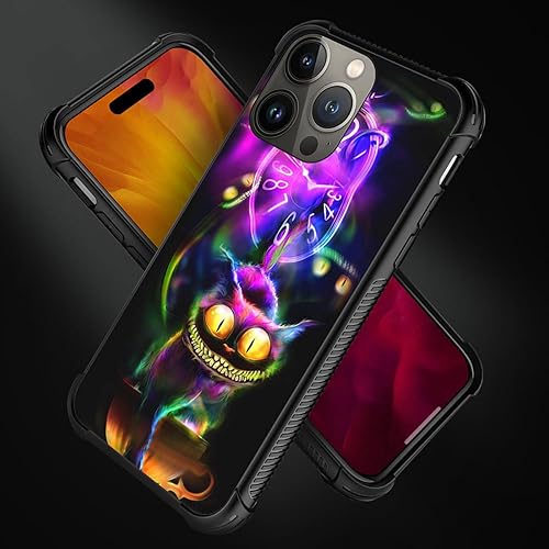 Miniatura 4 de Goodsprout Funda compatible con iPhone 15 Pro, Cheshire Cat Back+silicona suave TPU diseño choque prevención de caídas funda protectora para iPhone