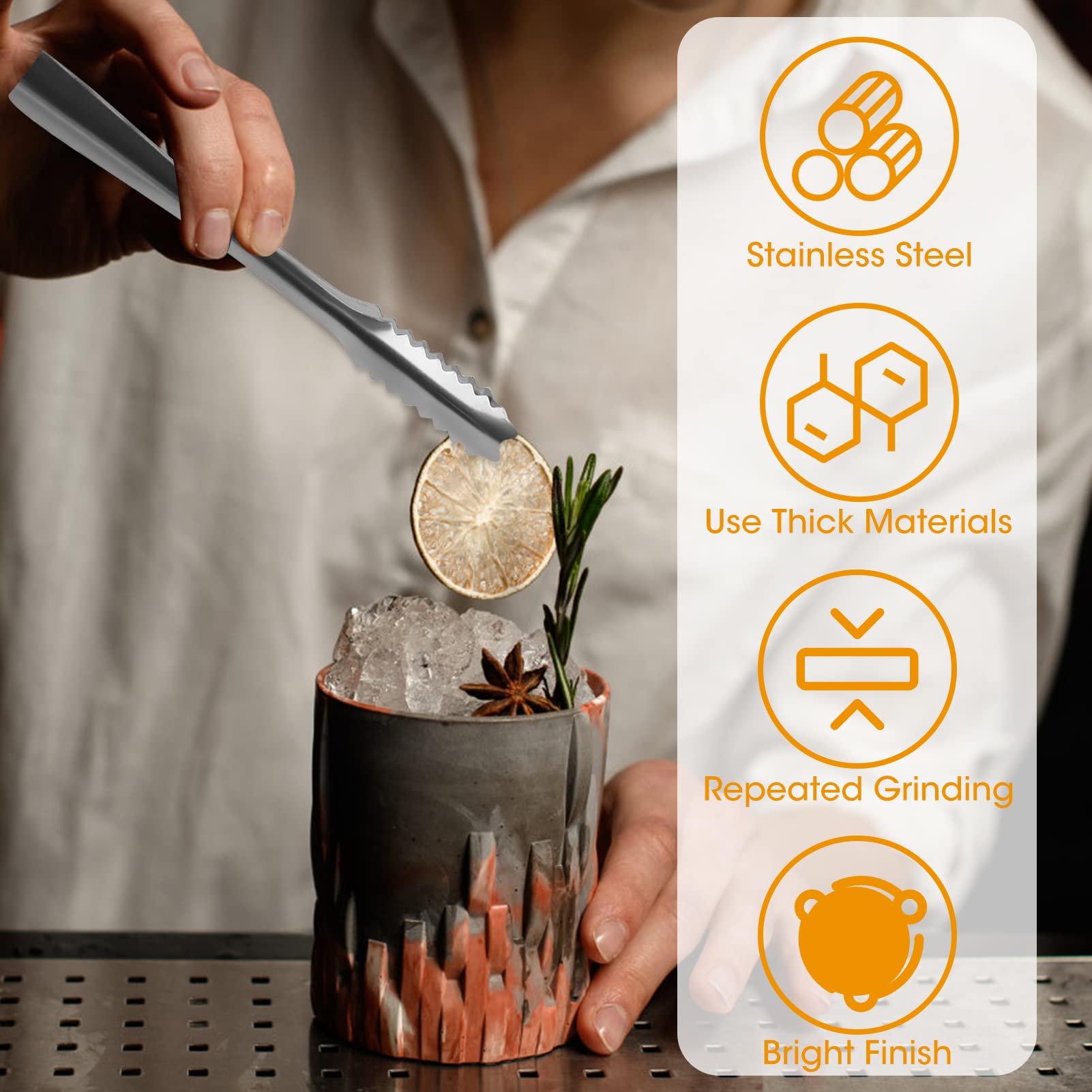 15 Pinces à Glaçons YIXNSW - Acier Inoxydable Noir, 11cm, Pour Bar, Fête, Cuisine