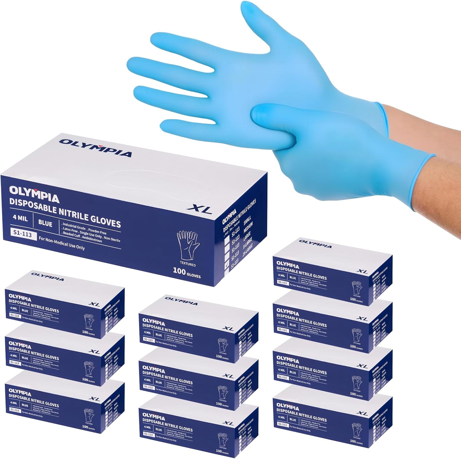 NORTHSKY Disposable Nitrile Gloves, 4 mil, Grain, Blue