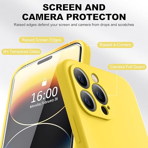 Miniatura 424 de BossKiss Funda compatible con iPhone 14 Pro, silicona mejorada [protección de cámara] [2 protectores de pantalla 9H], forro interior de microfibra