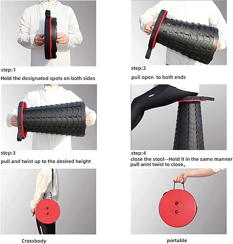 Miniatura 5 de Taburete plegable retráctil, taburete telescópico portátil con bolsa de almacenamiento, ligero y resistente, capacidad de carga de 400 libras,
