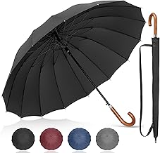 Windproof Umbrella, Extra Large Auto Open Golf Umbrella, Classic Tote Umbrella with 16 Ribs for Men and Women, Strong Enough for Strong Wind and Heavy Rain