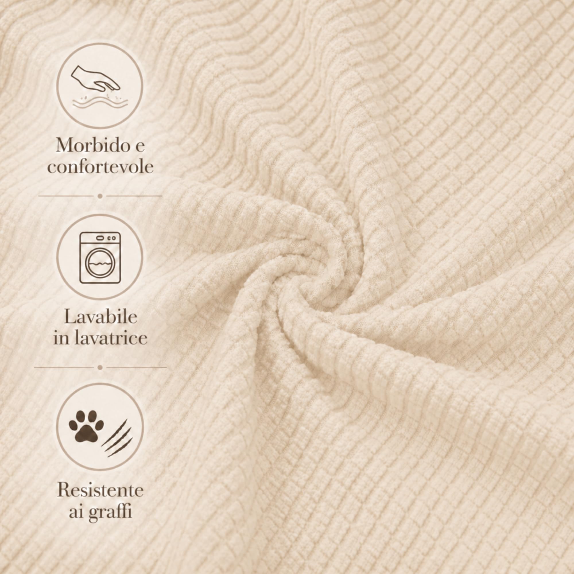 VKZ Funda de Sofá Ajustable, Cubresofa para 2 Plazas,Funda Sofá Protectora y Decorativa, Fácil de Colocar y Lavar,Beige
