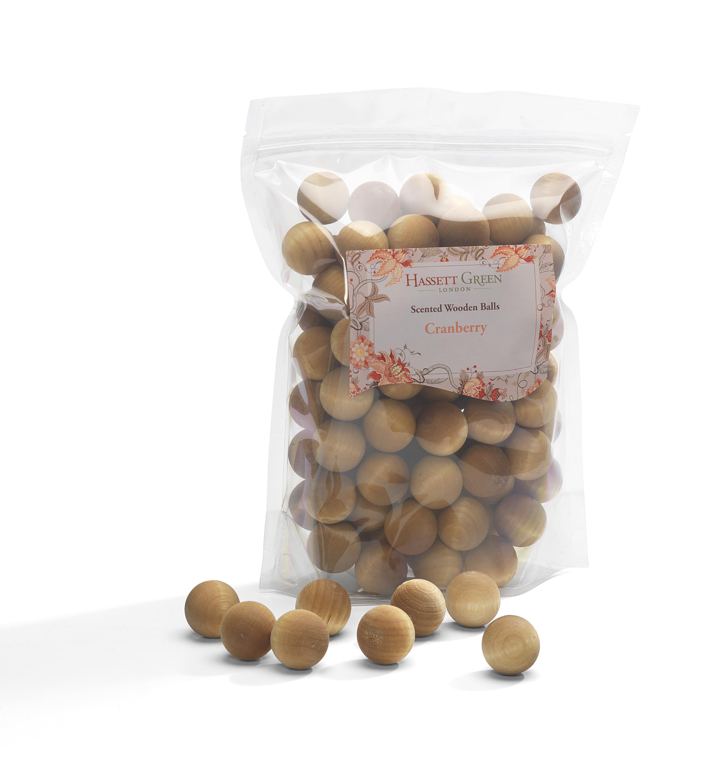 Hassett Green London Green Hassett London - Cranberry - Scented Wooden Balls Pack Of 100 - Alternative To Pot Pourri, Diffusers, Sachets And Drawer Liners