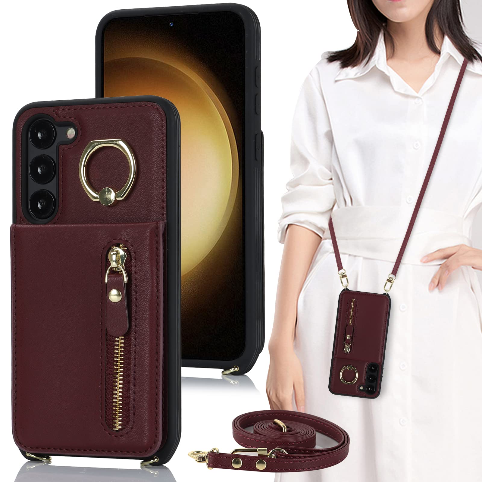 Amazon.co.jp: S23 galaxy ケース ショルダー 手帳型 上下開 リング 