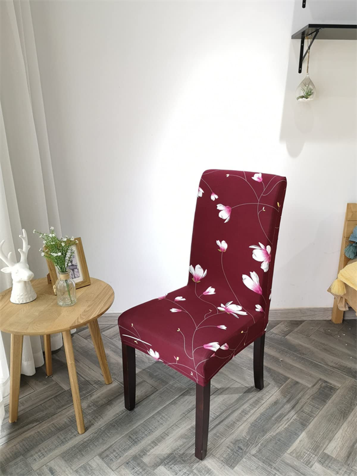 8er Set Stuhlhusse, Universal Stretch Stuhlhussen, Abnehmbare Waschbar Stuhlbezug für Stuhl, Dehnbare Stuhlhussen Für Hochzeit Partys Bankett Haus Esszimmer, Hotel - weinrot rosa