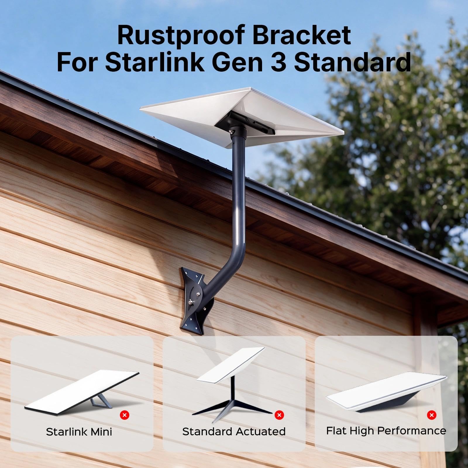 Starlink Gen 3 - Supporto da parete e tetto - Kit di montaggio regolabile da 65 cm, compatibile con Starlink Standard 4/4X/V3, include adattatore per tubi in alluminio