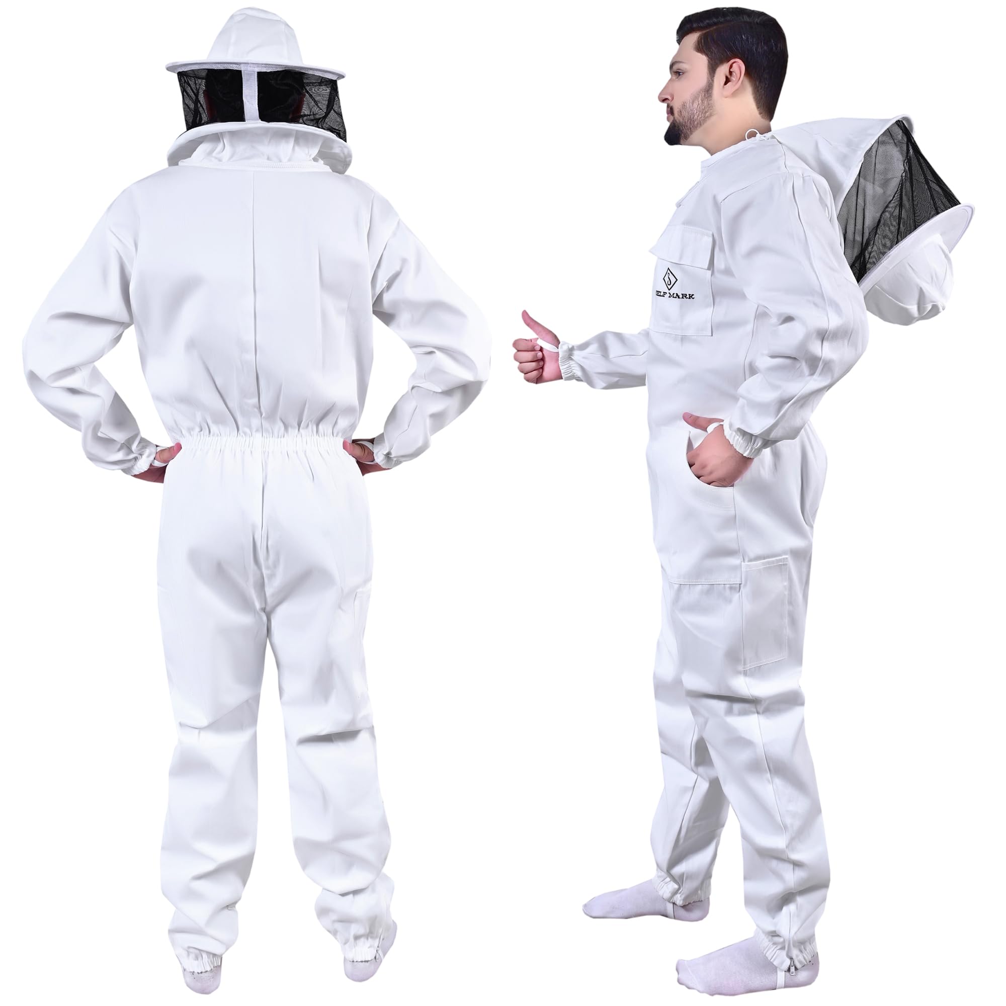 Bee Suit – Vêtement d'apiculteur professionnel complet en polycoton pour homme et femme (Voile rond, XXL)