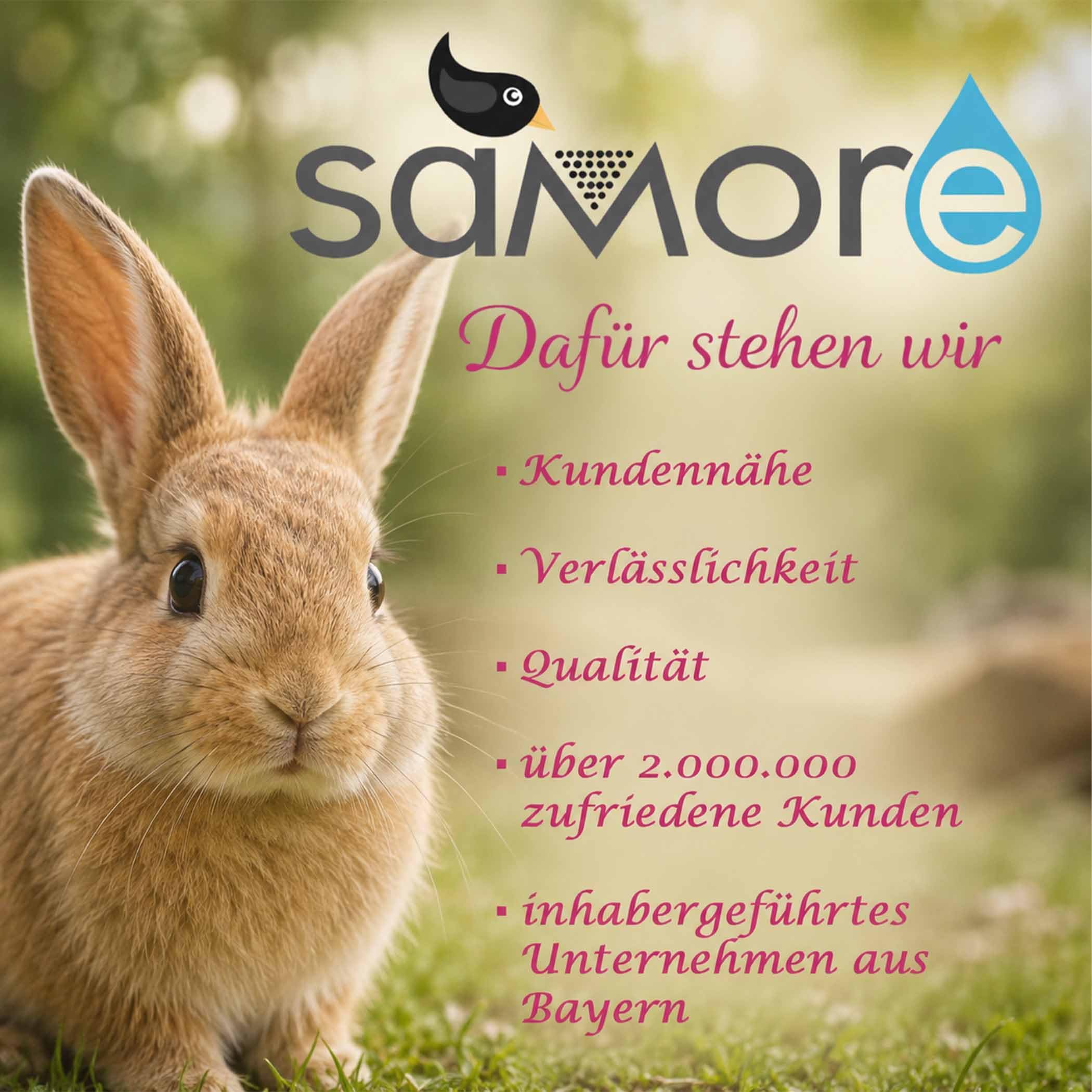 Samore | 25 kg Nagerfutter für Zwergkaninchen, Meerschweinchen, Hamster und Kaninchen | Kleintierfutter | Nährstoffreiches, ausgewogenes Hauptfutter | Artgerechter und natürlicher Energiespender