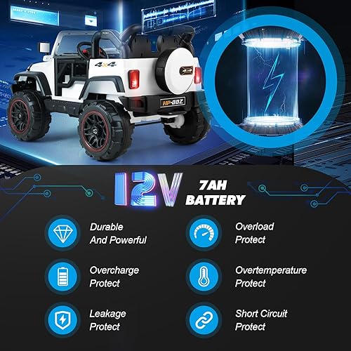 Miniatura 8 de JOYLDIAS Funda para camión y automóvil de 2 plazas, funciona con batería 12V7AH para 2 niños con control remoto, música, MP3, luces LED, 3