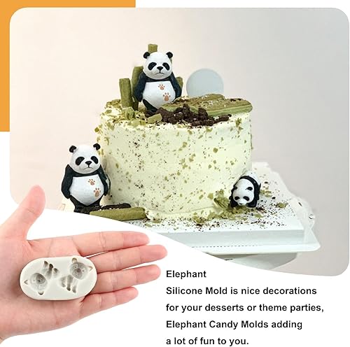 Miniatura 3 de Sijiangmold Molde de silicona de elefante para bebé, oso panda, gato, fondant, moldes para cupcakes, decoración de pasteles, caramelo, pasta de goma