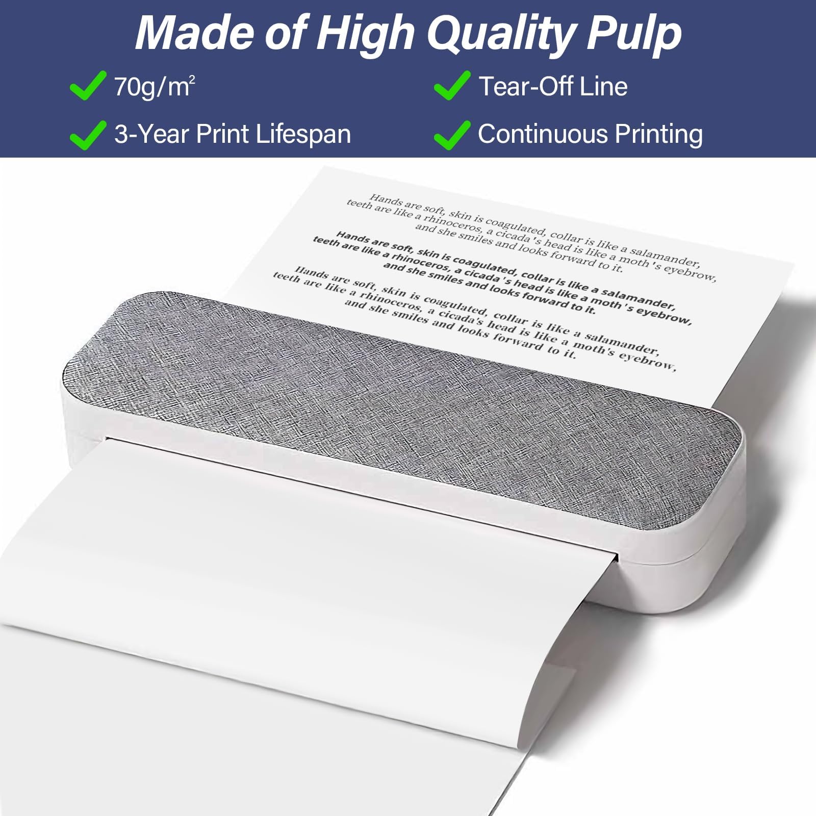 Papier Thermique A4 Pliable 200 Feuilles, Sans BPA, Séchage Rapide, Compatible Imprimantes Thermiques A4 pour Fichiers, Photos, Notes