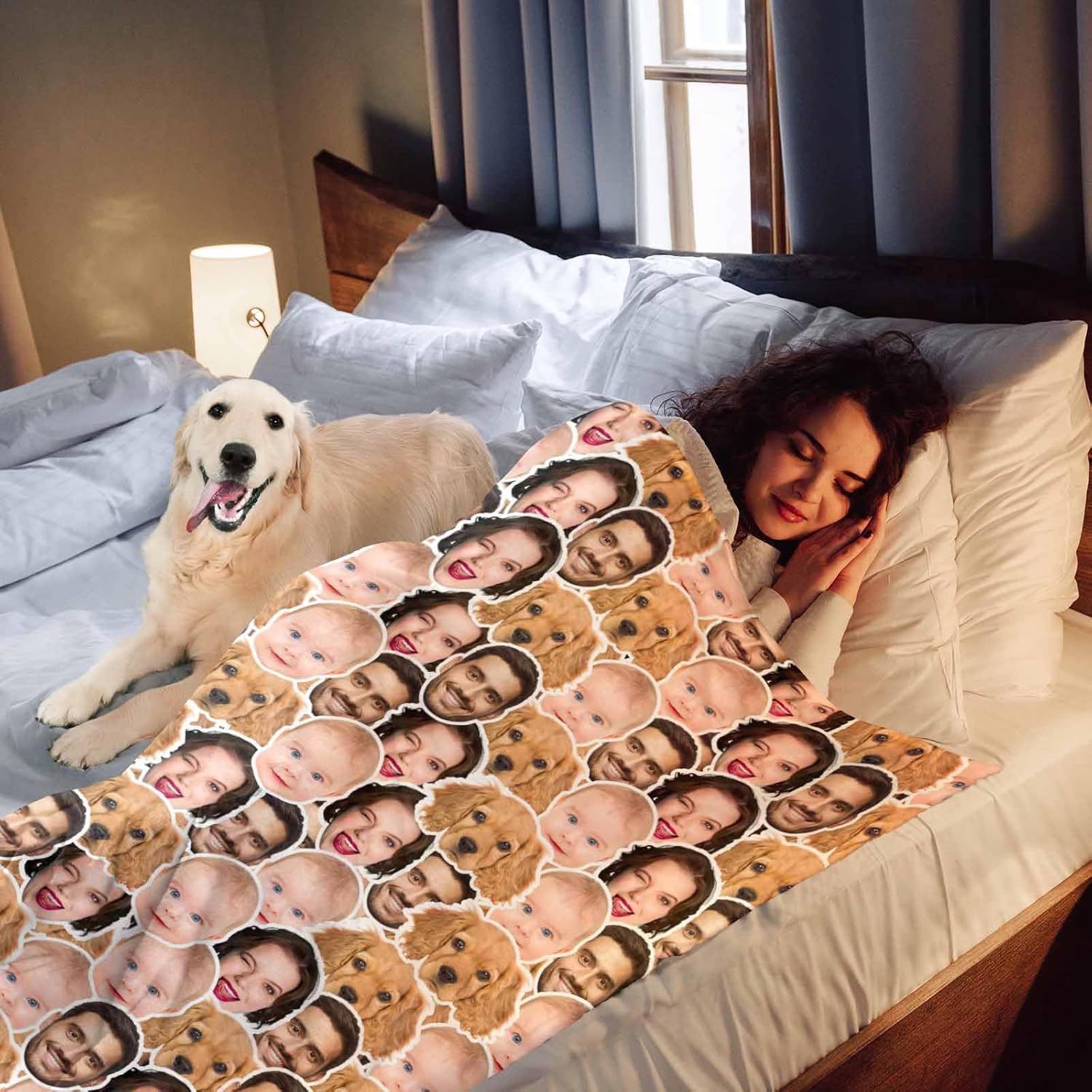 Ships Next Day, Custom Blanket Funny Christmas Gag Gift Custom Face Blanket with Family Members Picture, Personalized Blankets for Dad Mom Couple Grandma Friend Pets Christmas Birthday Memorial Gift - Image 9