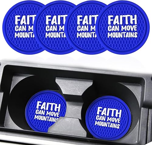 Paquete de 4 portavasos para automóvil, Faith CAN Move Mountains The Car Impreso Coaster, portavasos antideslizante para automóvil, posavasos