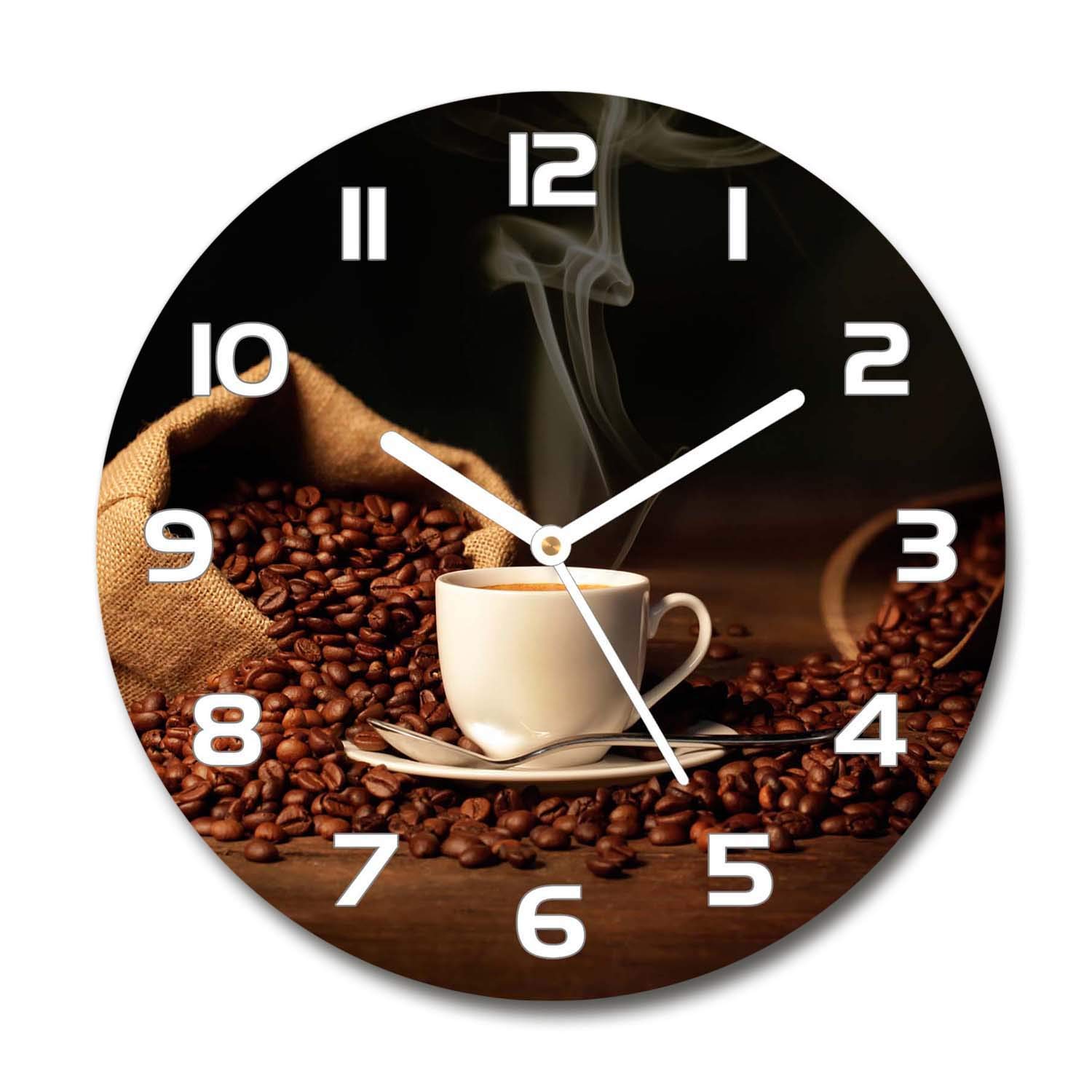 Tulup Reloj De Pared De Vidrio Redondo 30cm Silenciosa Grande Original Moderno Decorativo Manecillas Blancas - Café En Una Taza