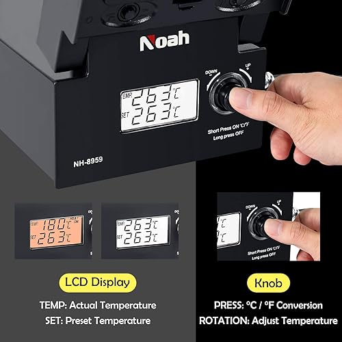 Miniatura 5 de Estación de soldador con extractor de humos, estación de soldadura de 80 W, soldador de 60 W, absorbente de humo, cable de soldadura, iluminación