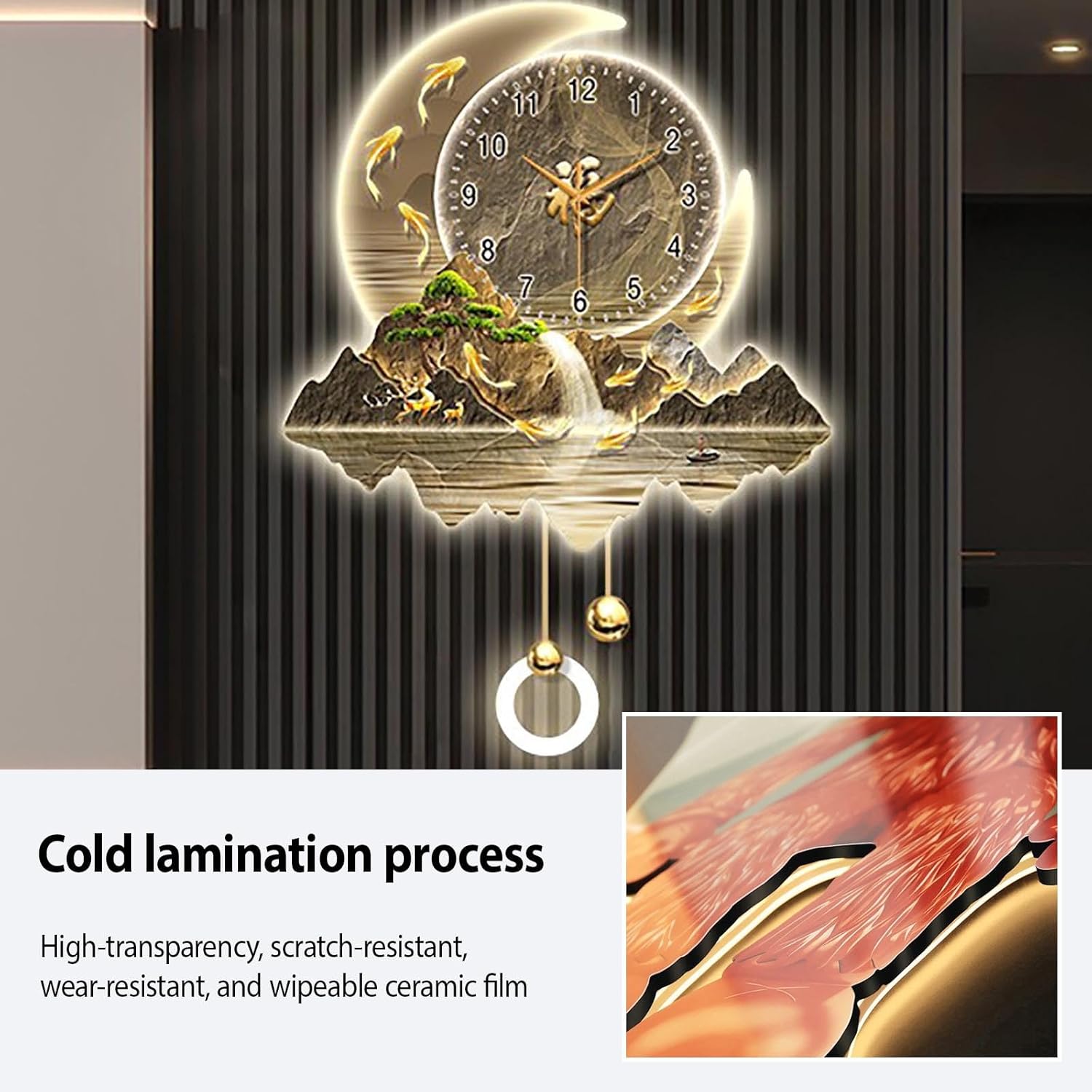 Modern Home Decorative Wall Clock Art Decorations lamp,Plug-in Power Supply 3D Relief LED Decorative Painting,Home Decoration,for Bedroom, Living Room, Kitchen(A,50 * 69cm/19.7 * 27.1in)