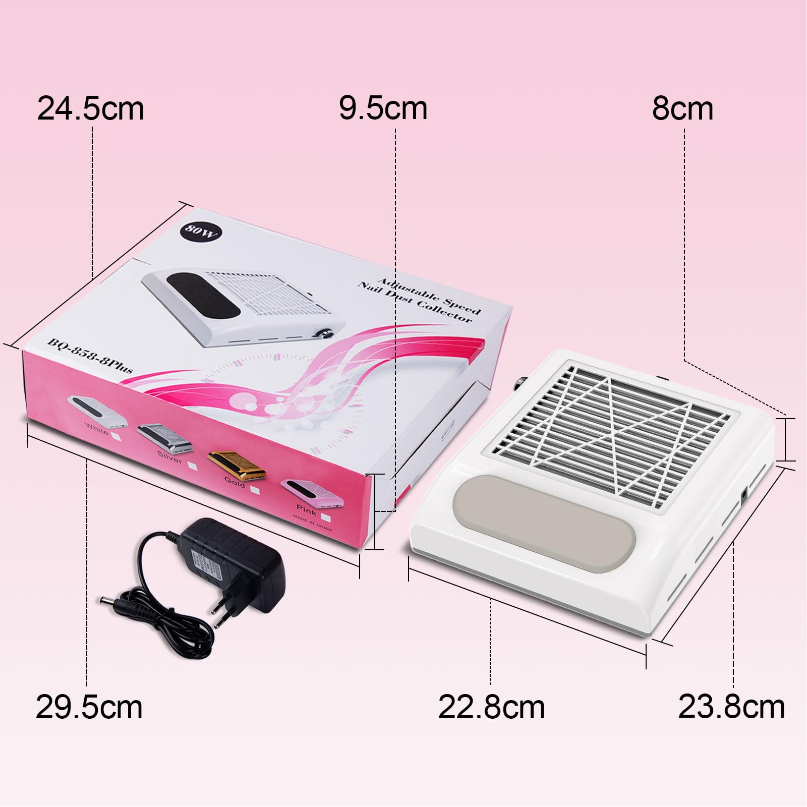 AISEELY 80W Aspirador Polvo de Uñas, Aspirador de Uñas de Manicura Profesional con 1 Filtro Reutilizables, Aspirador de Mesa Potente de Velocidad Ajustable para Manicura en El Salón O en El Hogar