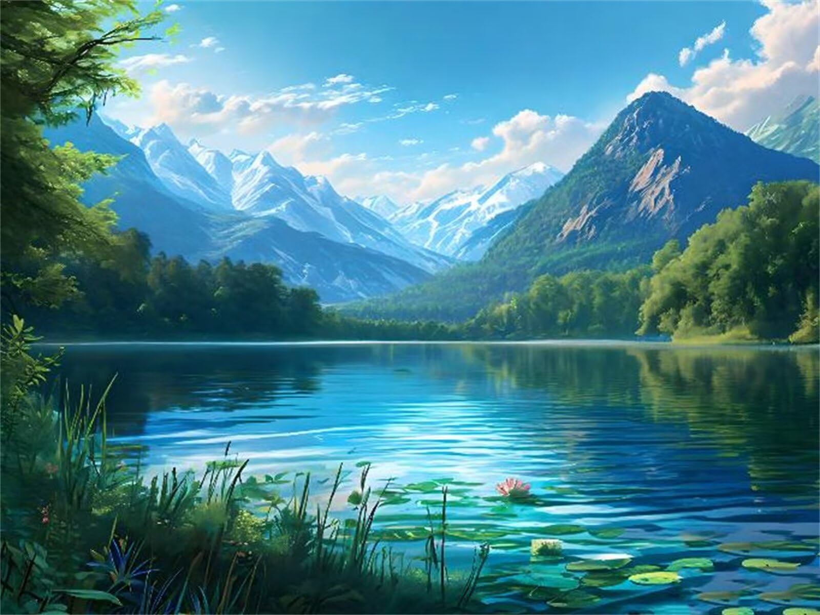 Kit de Pintura por Números, Lago de montaña Pintar por Numeros Adultos Niños, DIY Paint by Number Kit con Pinceles y Pinturas Acrilicos, Lienzos para Pintar Pinturas Hogar Decoración 30x20cm s-10831