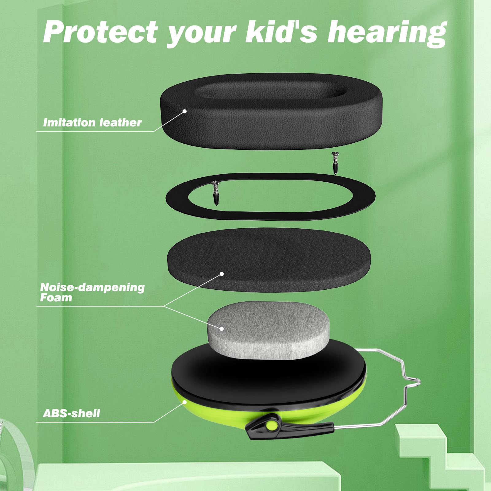 Proteccion Auditiva Cascos Ruido Protectores Auditivos, SNR 26 dB, Orejeras Protectoras de Ruido para niños, Proteccion Auditiva Niños para Dormir, estudiar, bebés, Banda