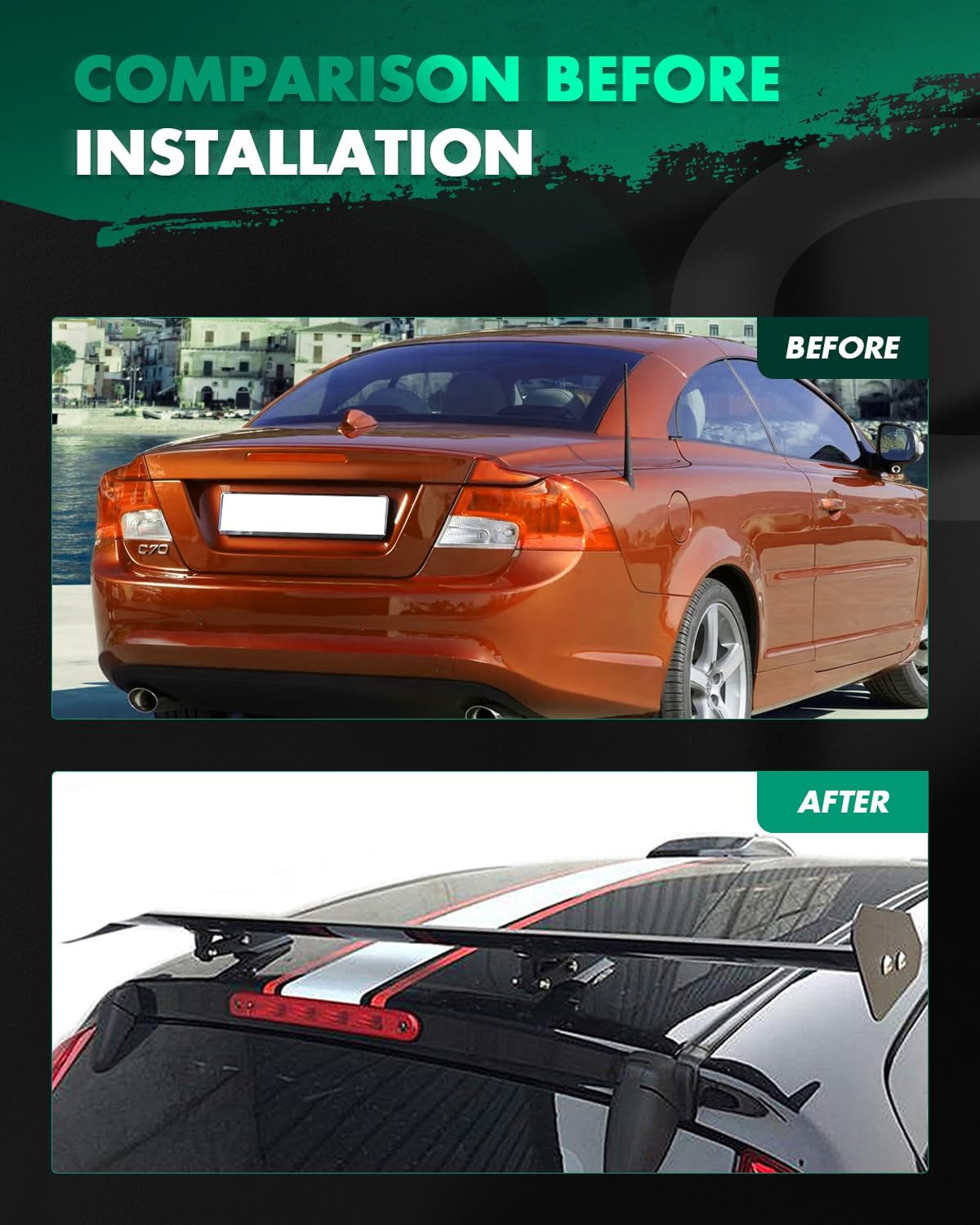 SCITOO Aluminum Universal Black Rear Trunk Spoiler Wing Exterior Accessories Styling Kits Replacement