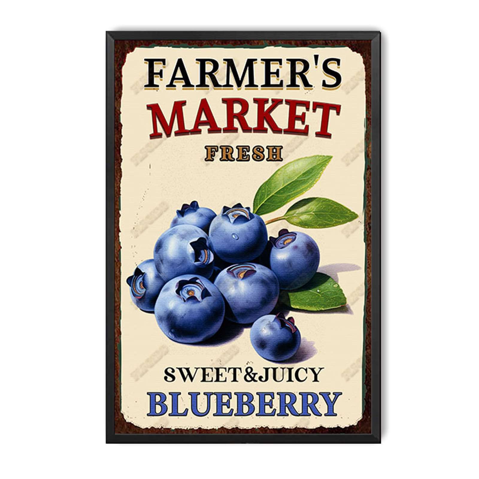 Kwqdozf As Pic Vintage Metal Tin Sign Blueberry Fruit Wall Art For Home Kitchen, 8X12 Inch
