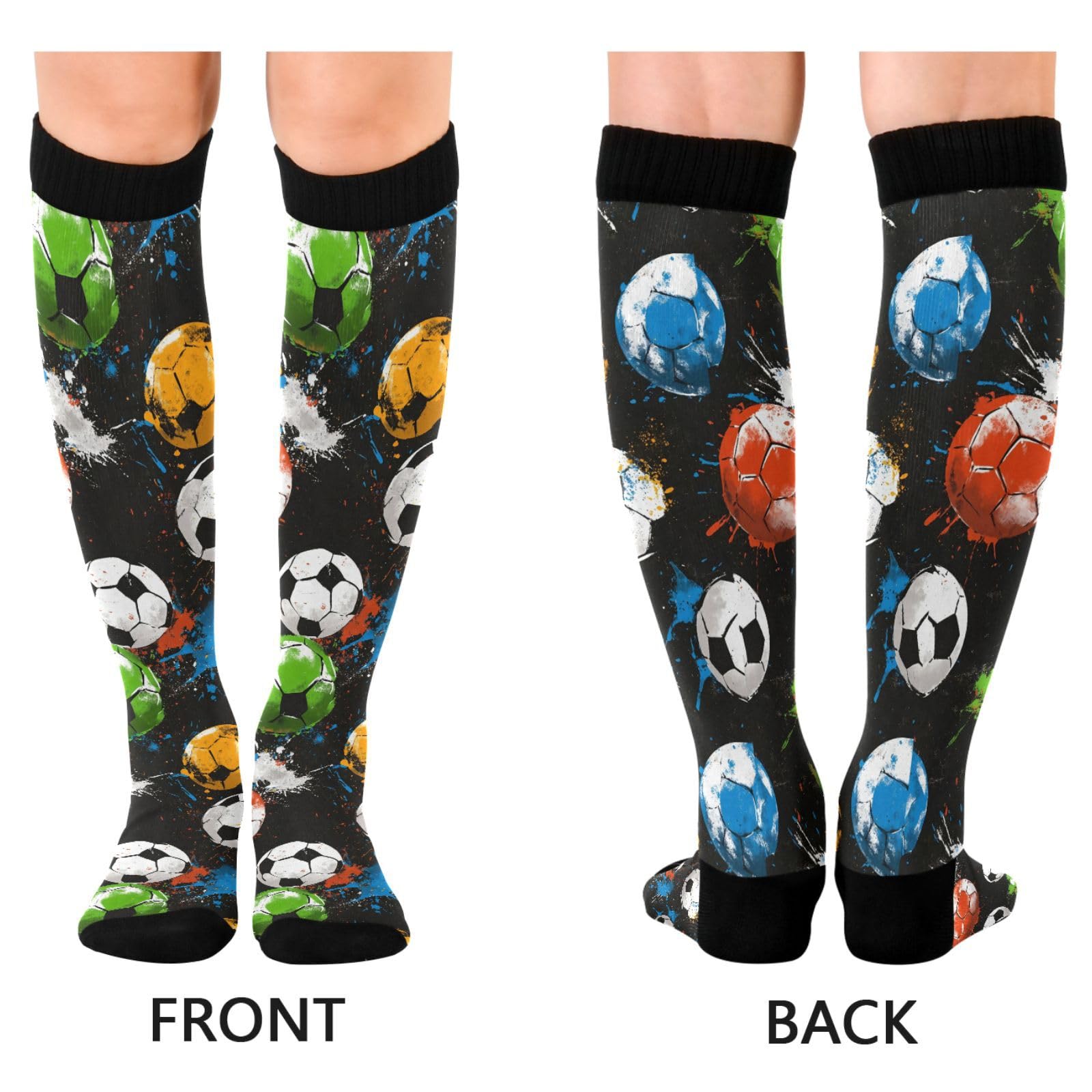 Wassud Soccer Balls Compression Socks for Women and Men 20-30 mmHg Knee High Socks for Nurses Travel 2 Pair