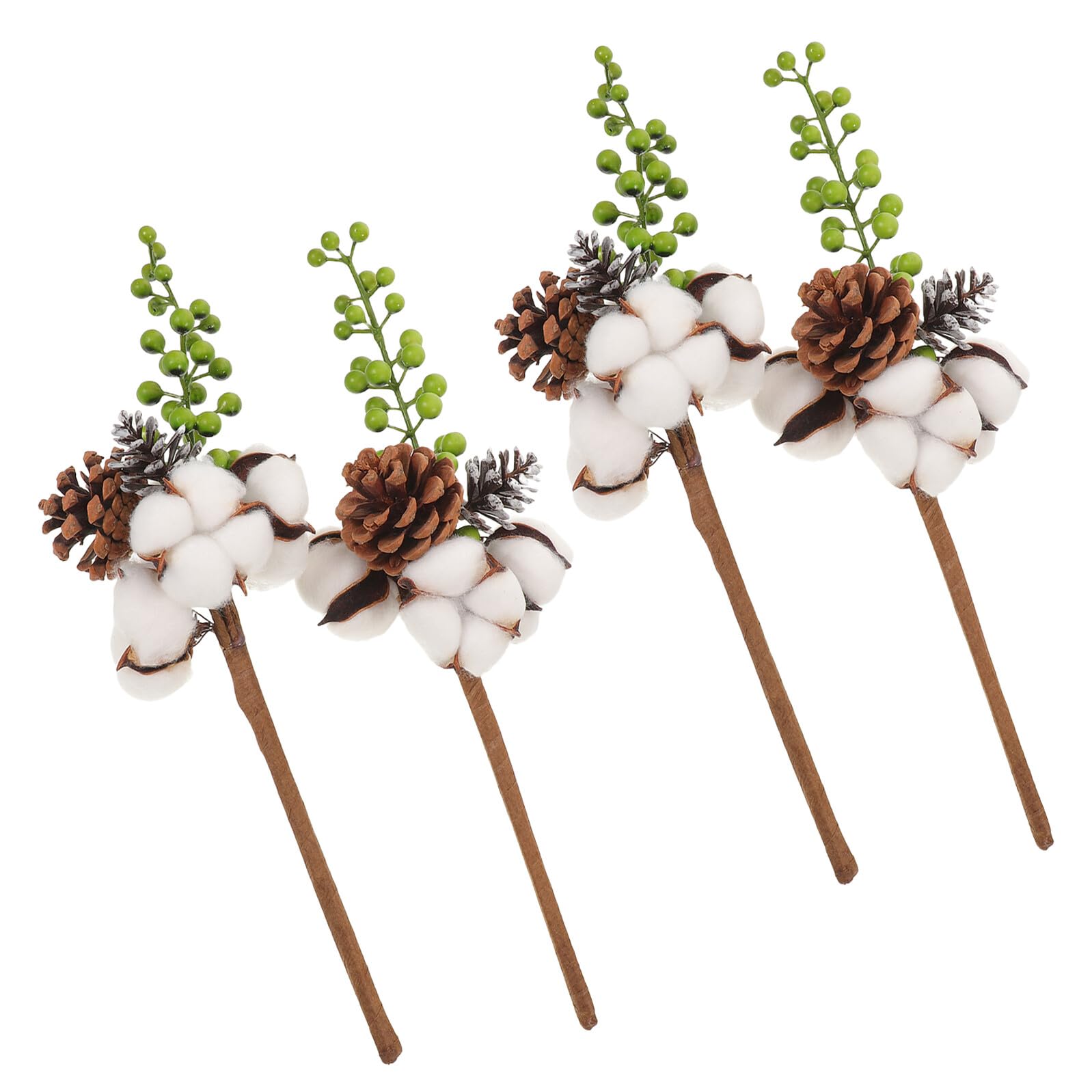 Branches de Coton Séchées 4 Pcs Vertes Tiges de Fleurs Naturelles pour Vase Décoration de Fleur Automnale Rustique Bouquets DIY Centre de Table Salon Chambre