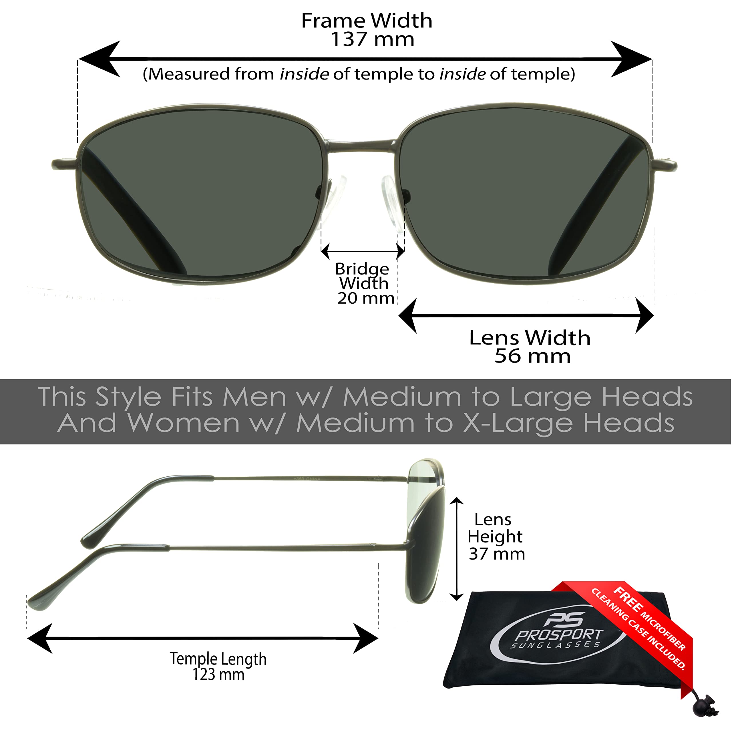 proSPORT Reader Sunglasses +2.00 Non Bifocal Smoke Lens Gunmetal Frame For Men and Women