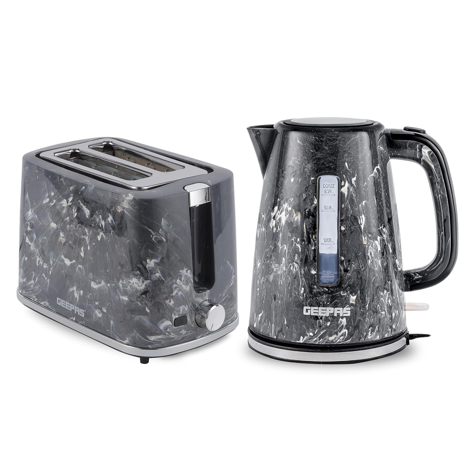 GEEPAS Skye 1.7L 2200W Electric Kettle & 900W 2 Slice Toaster Combo Set