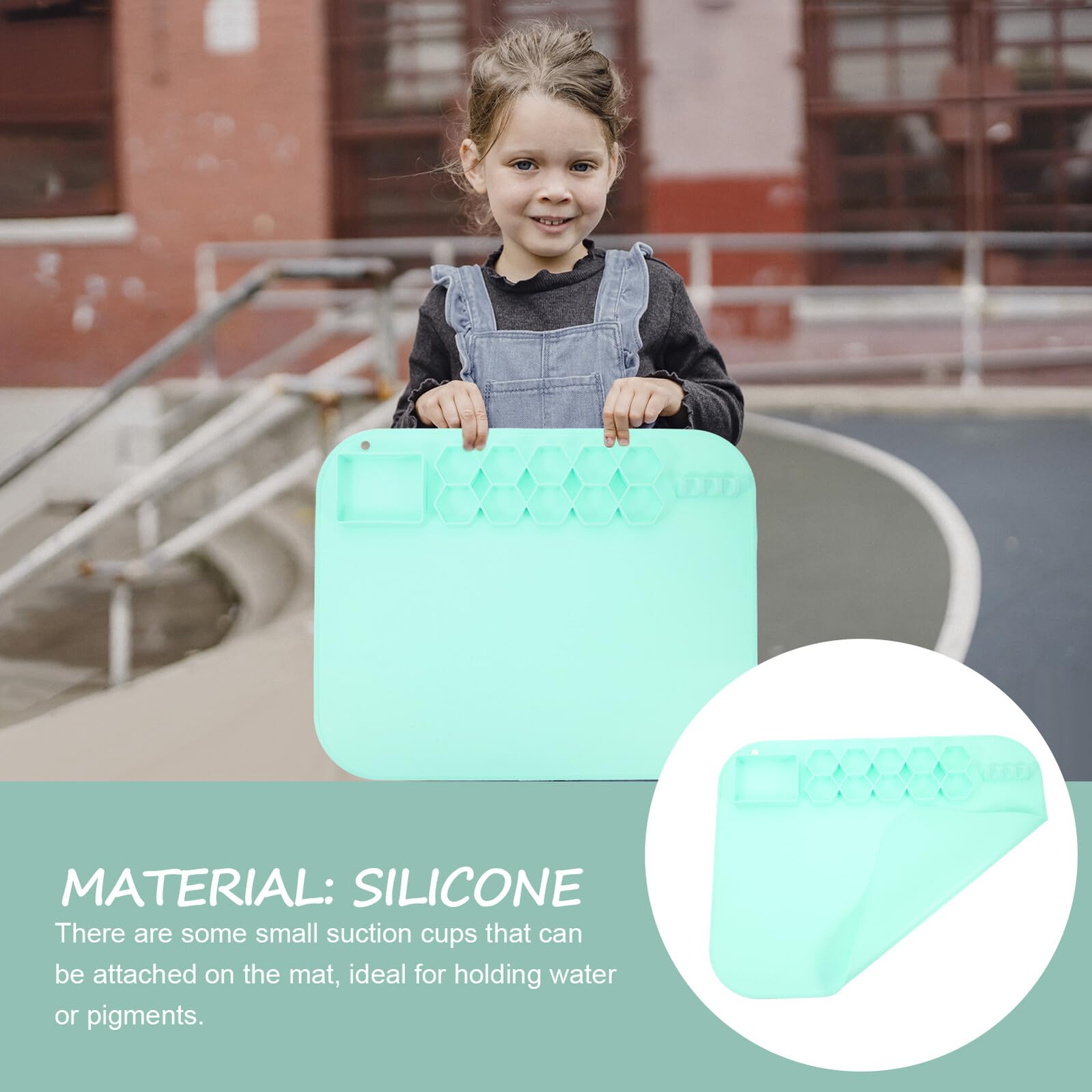 Malmatte für Kinder und Selbstgemacht Epoxidharz Silikonmatte Faltbar mit Kleinen Saugnäpfen Hellgrün Vielseitig für Aquarell und Farbmalerei Geeignet als Tischunterlage für Ton