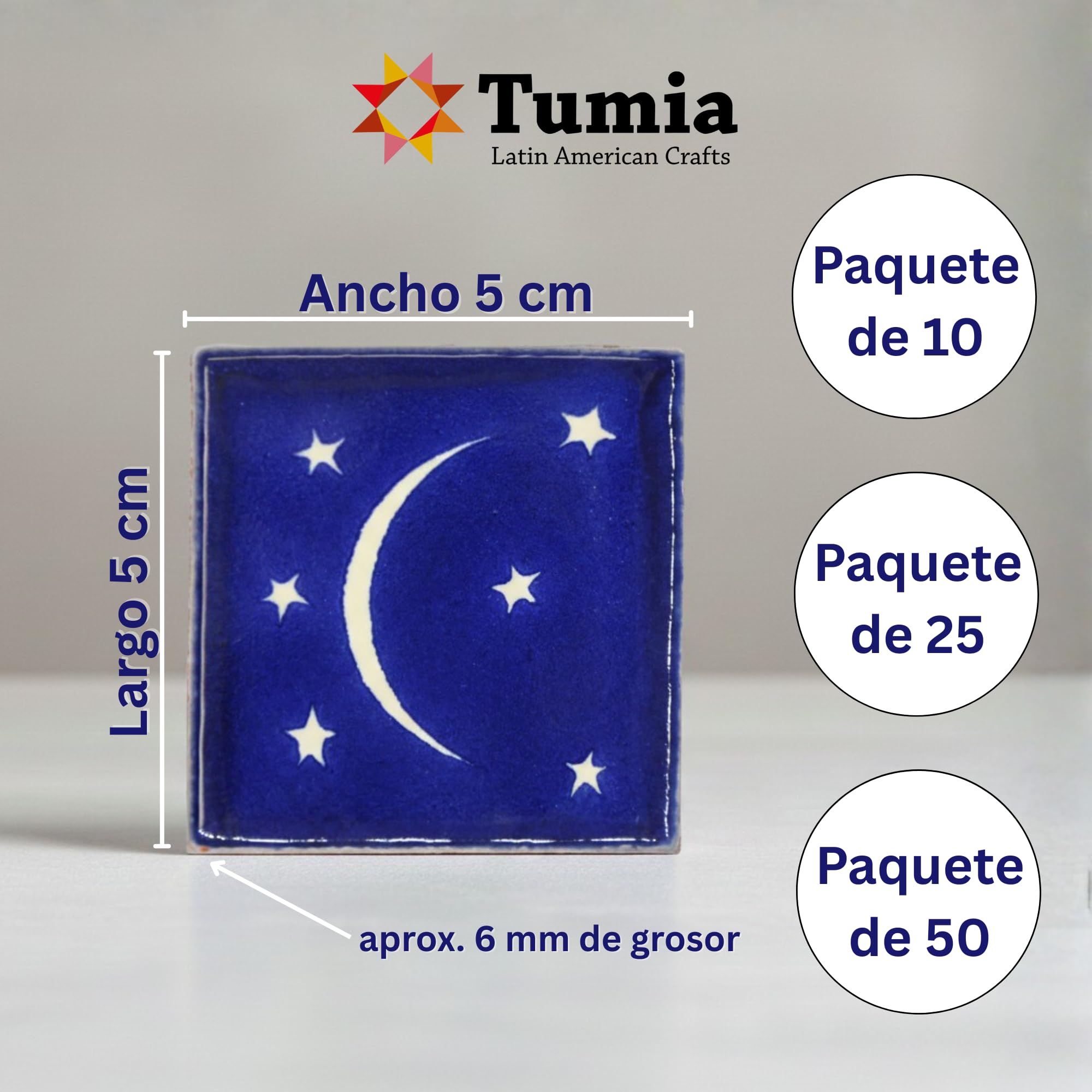 Tumia LAC Azulejos Mexicanos Artesanales de Talavera de 5cm