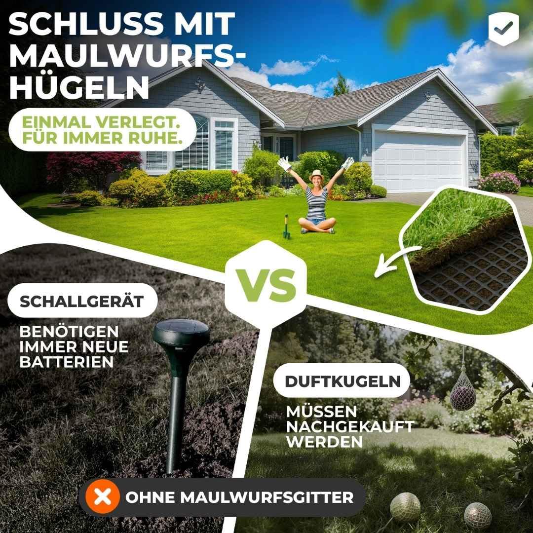 Florade® Premium Maulwurfgitter | Schwarz | 330g/m² | Effektiver Schutz für den Garten | Robust, langlebig, leicht anzuwenden | Maulwurfshügel verhindern